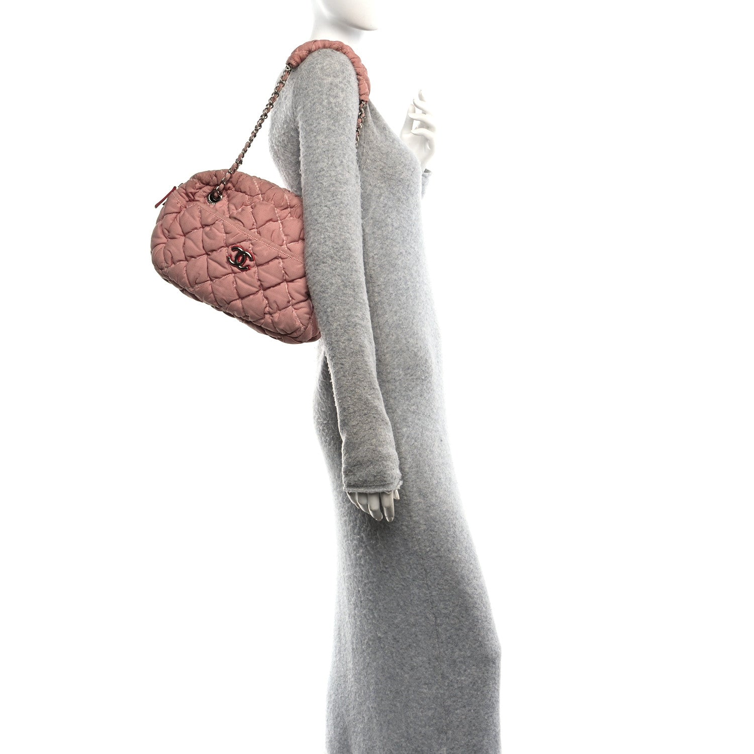 Chanel Nylon Bubble Quilt Shoulder Bag Red White 1886931