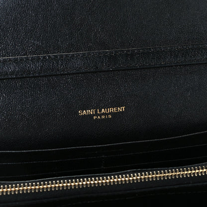 Saint Laurent Lambskin Diamond Quilted Becky Chain Wallet Black 6 of 11