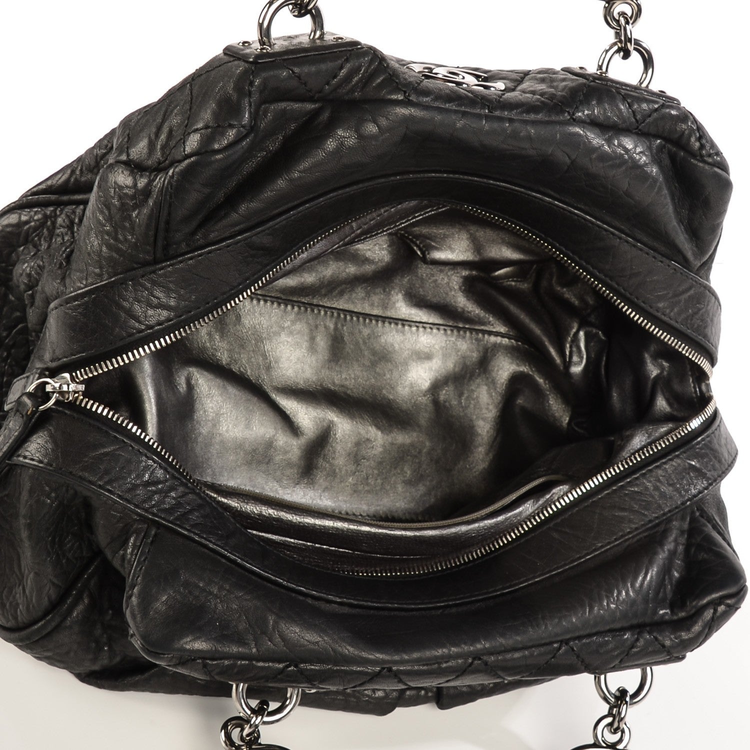 Chanel Distressed Lambskin Bowler Black 5 of 7