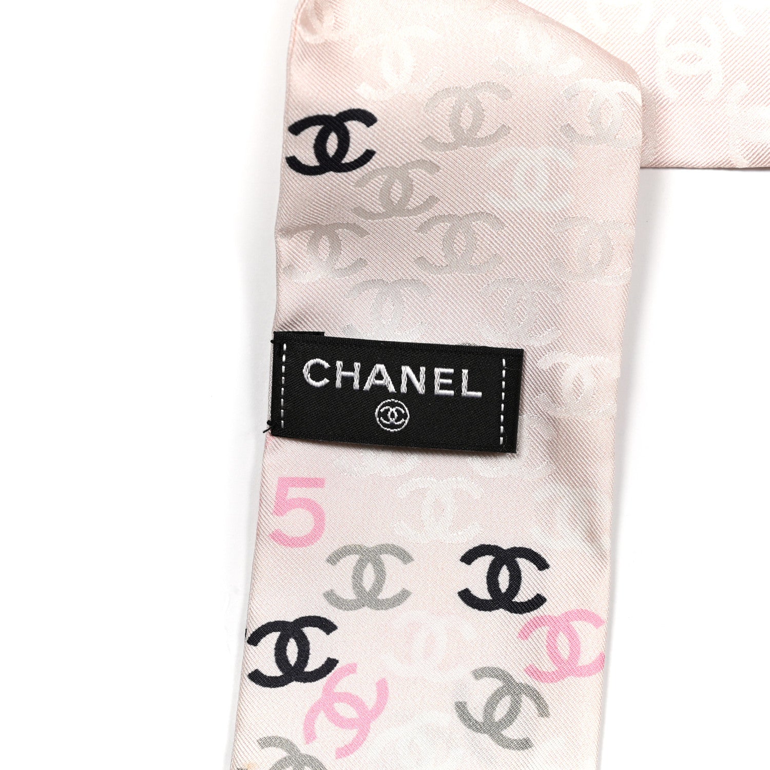 Chanel Silk CC Slim Bandeau Pink Ecru Black 3 of 6