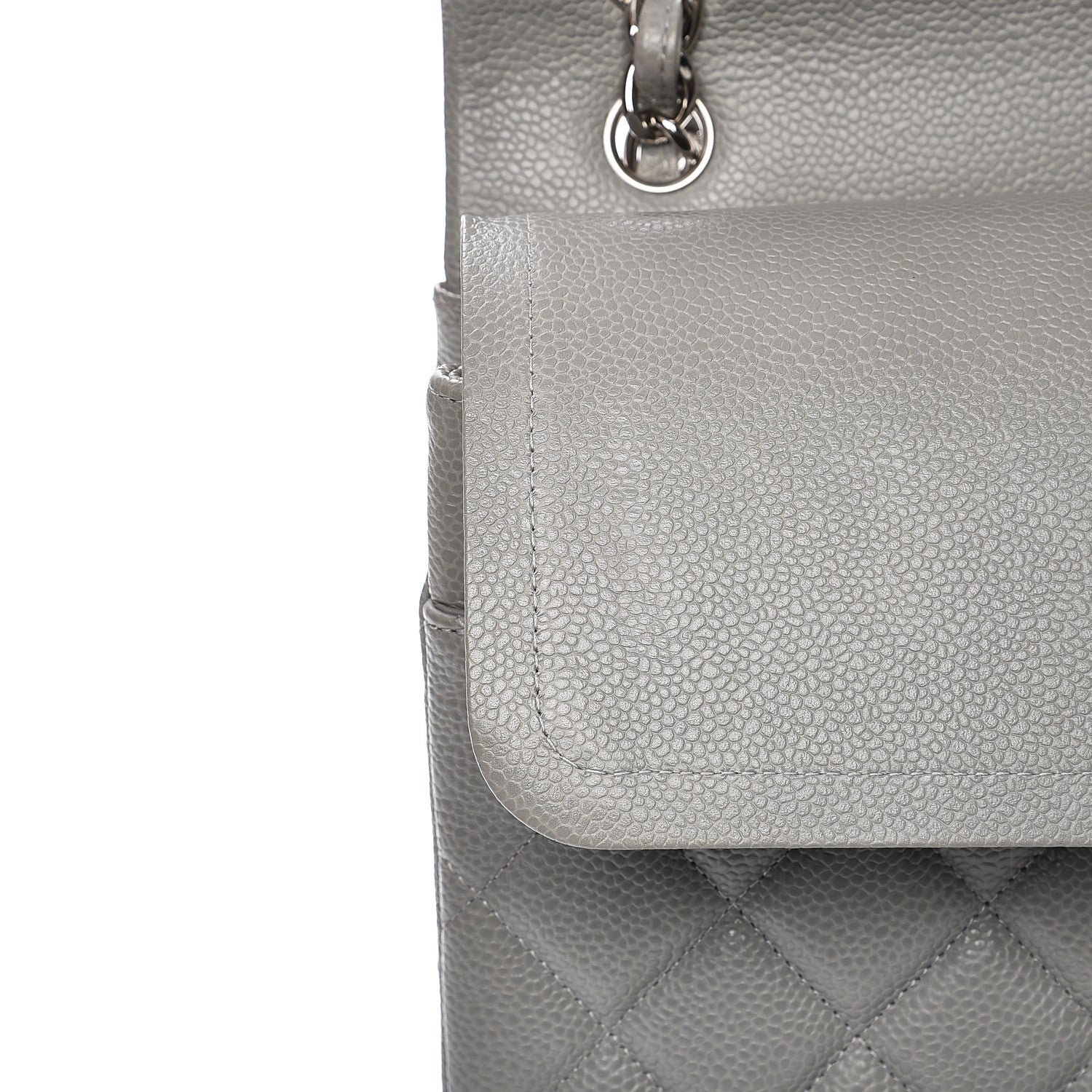 Chanel Caviar Quilted Maxi Double Flap Light Grey 9 of 11