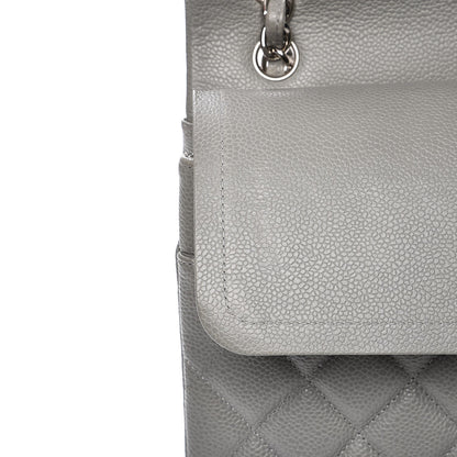 Chanel Caviar Quilted Maxi Double Flap Light Grey 9 of 11