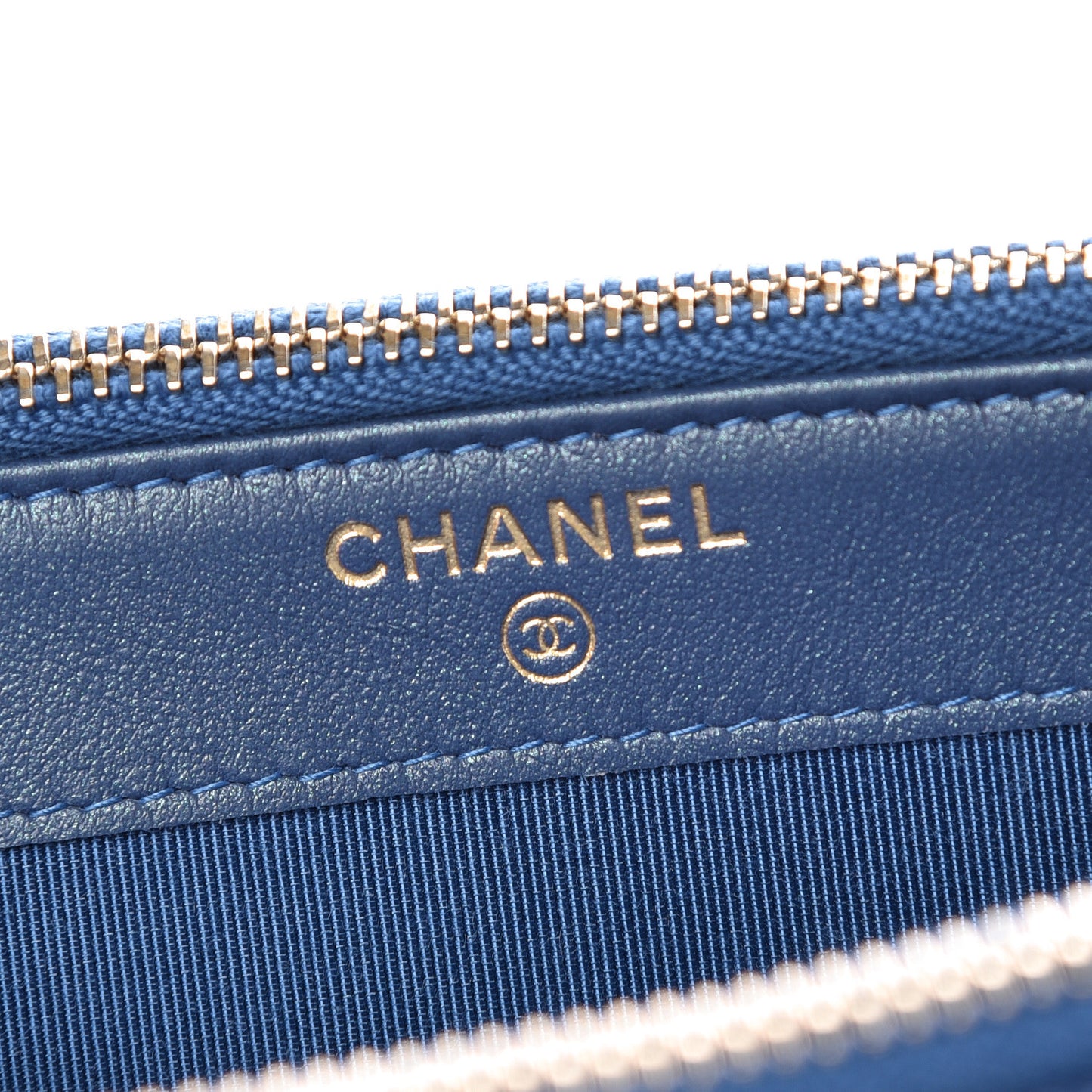 Iridescent Caviar Quilted Clutch With Chain Dark Blue