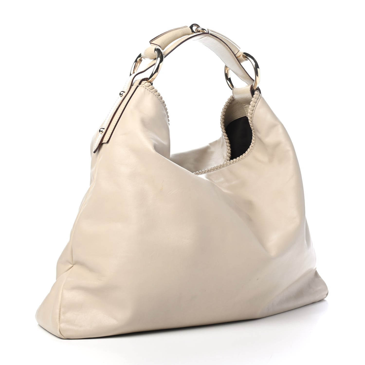 Gucci Calfskin Large Horsebit Chain Hobo Ivory 2 of 5