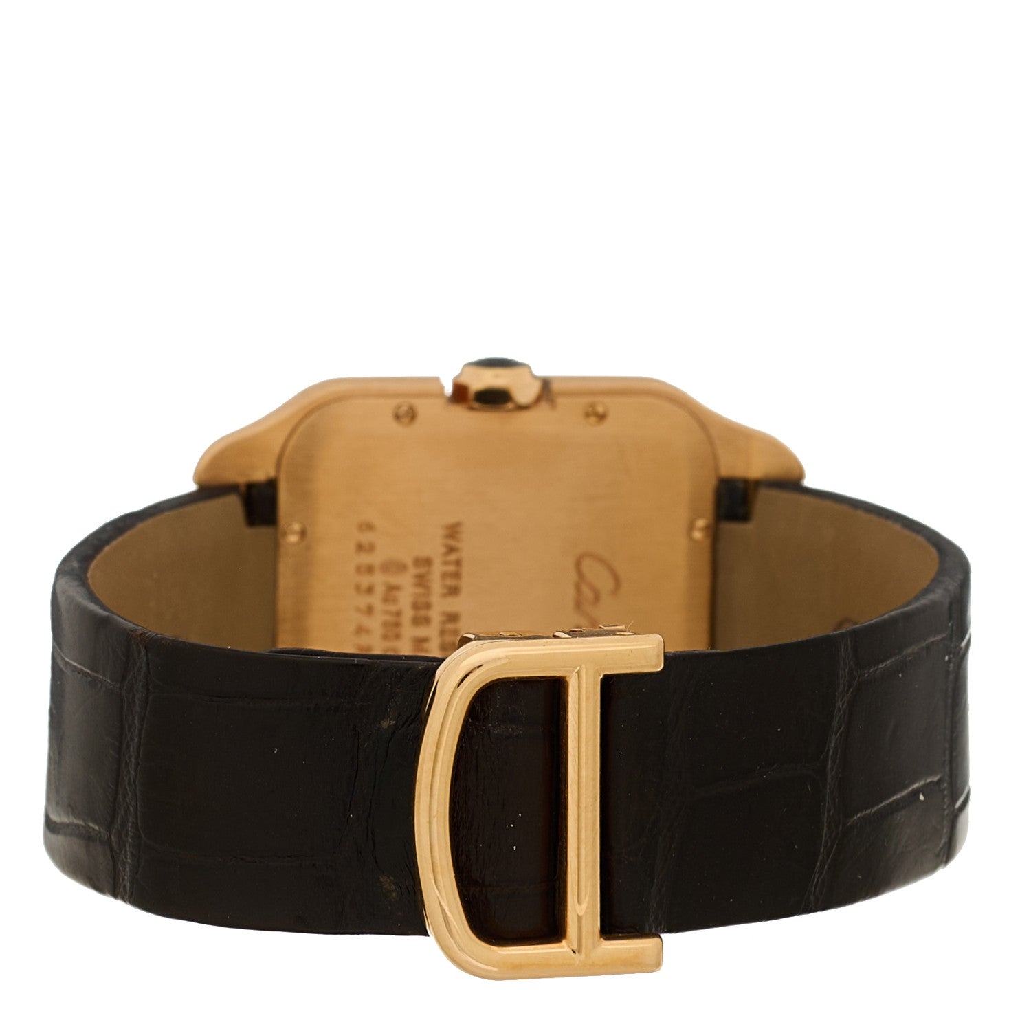 Cartier 18K Pink Gold Alligator 30mm Santos Dumont Quartz Watch 3 of 5