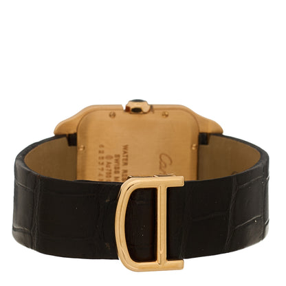 Cartier 18K Pink Gold Alligator 30mm Santos Dumont Quartz Watch 3 of 5