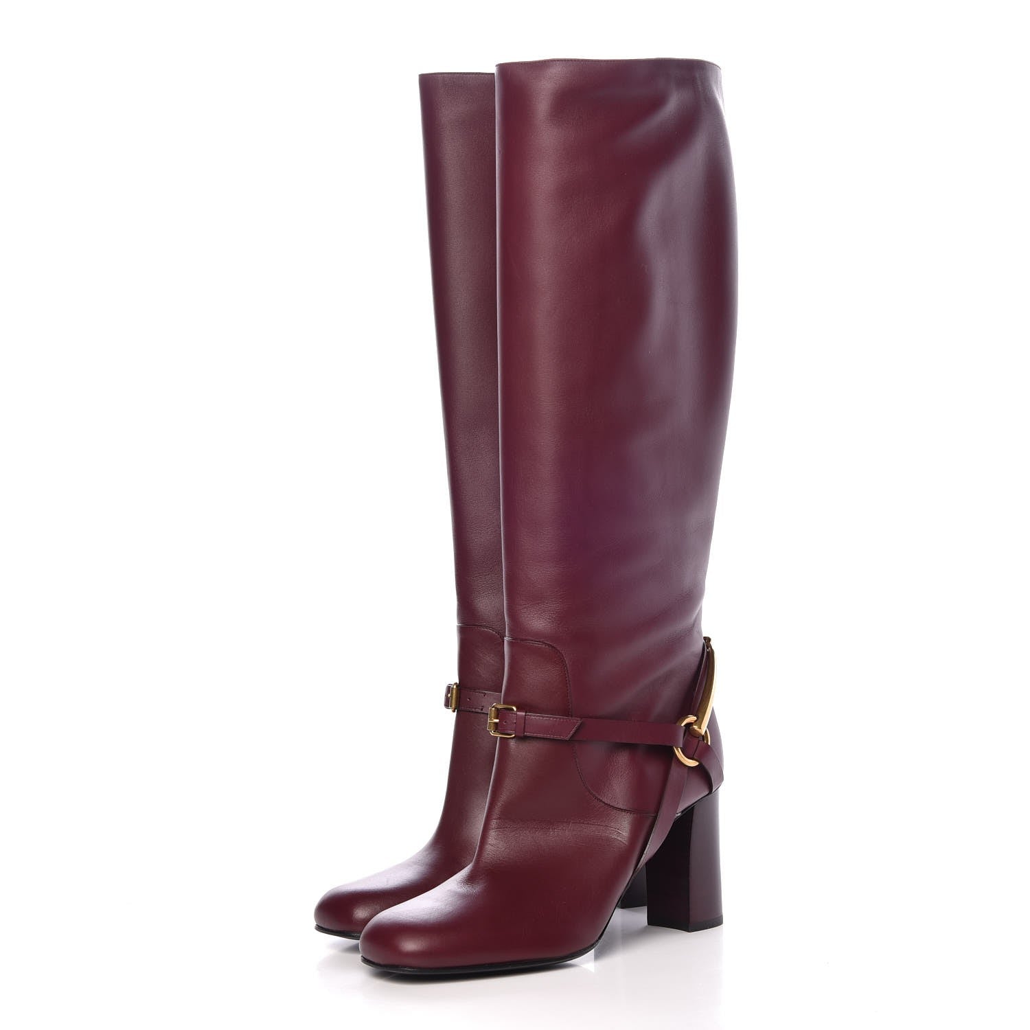 Gucci Calfskin Lifford Knee High Boots 38 Classic Burgundy 3 of 8