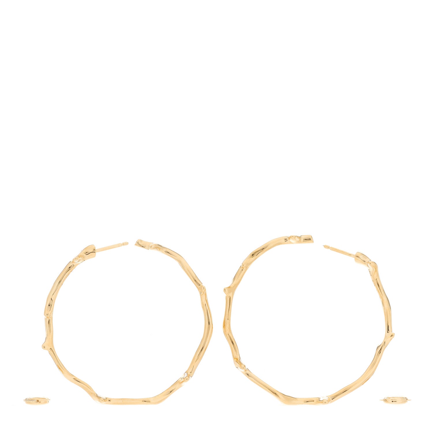 Christian Dior 18K Yellow Gold Large Bois de Rose Hoop Earrings 3 of 5
