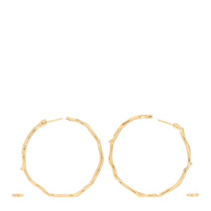 Christian Dior 18K Yellow Gold Large Bois de Rose Hoop Earrings 3 of 5