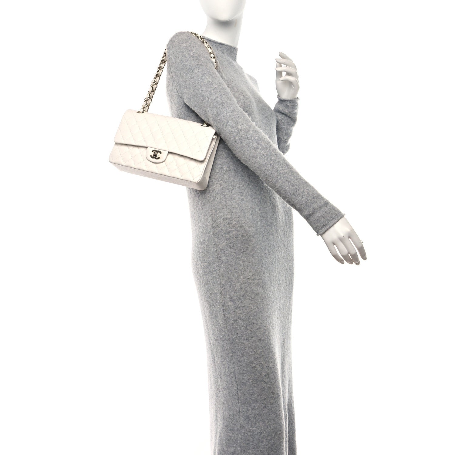 Chanel Caviar Quilted Medium Double Flap White 2 of 11