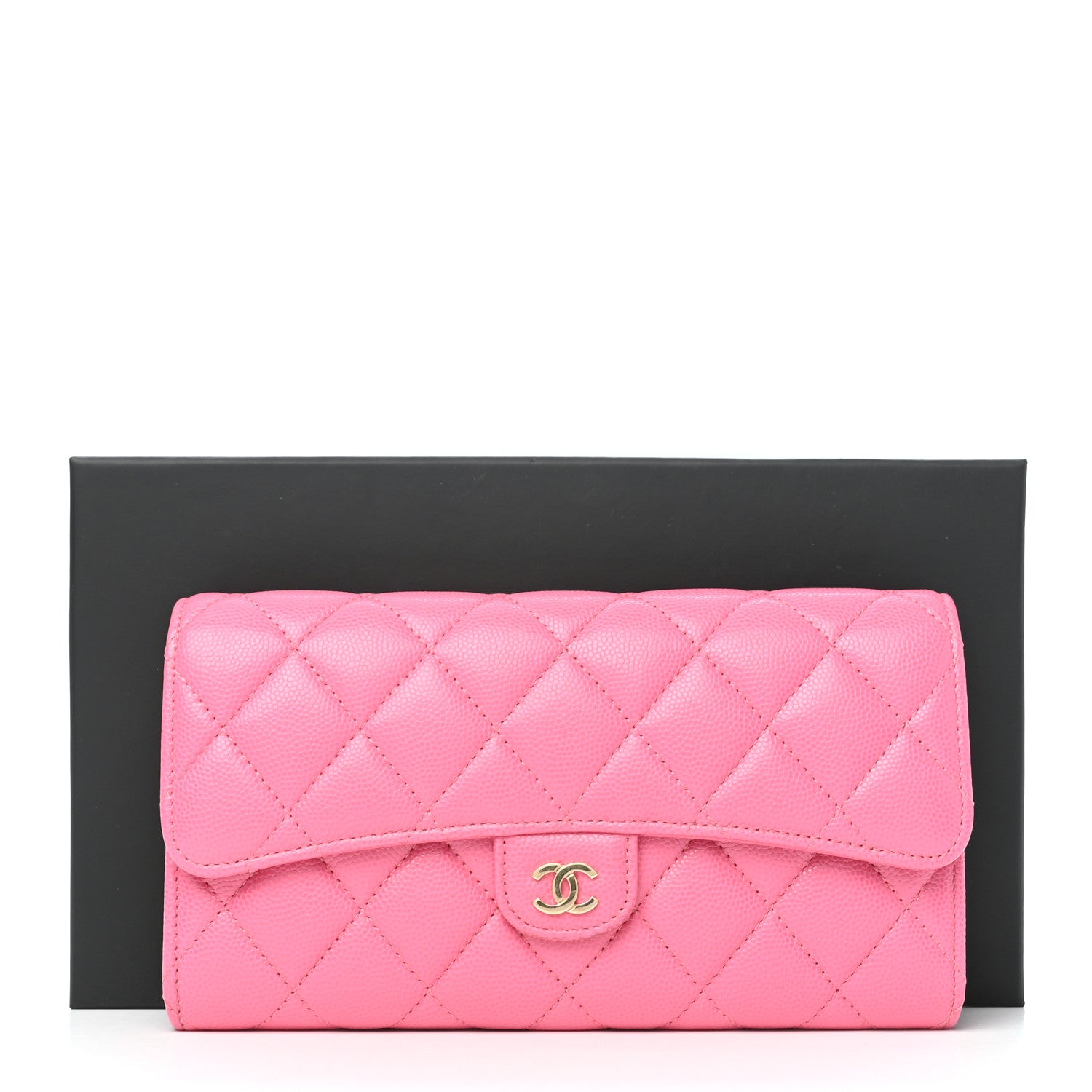 Chanel Caviar Quilted Large Gusset Flap Wallet Pink 8 of 8