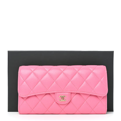 Chanel Caviar Quilted Large Gusset Flap Wallet Pink 8 of 8