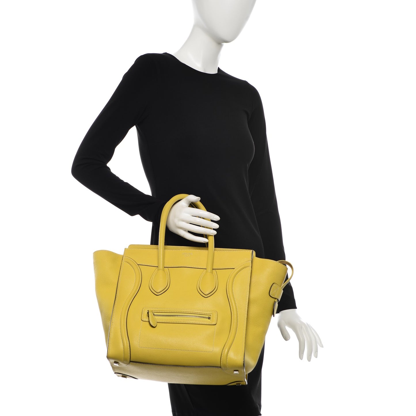 Drummed Calfskin Mini Luggage Citron
