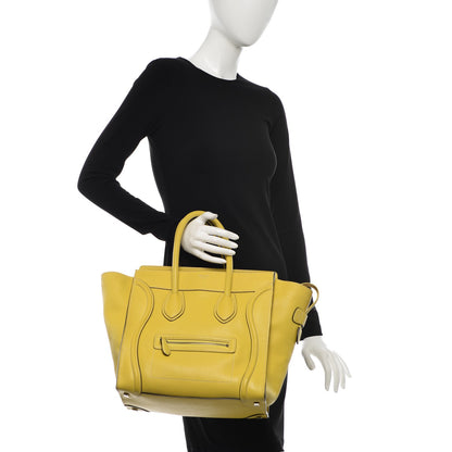 Celine Drummed Calfskin Mini Luggage Citron 2 of 12