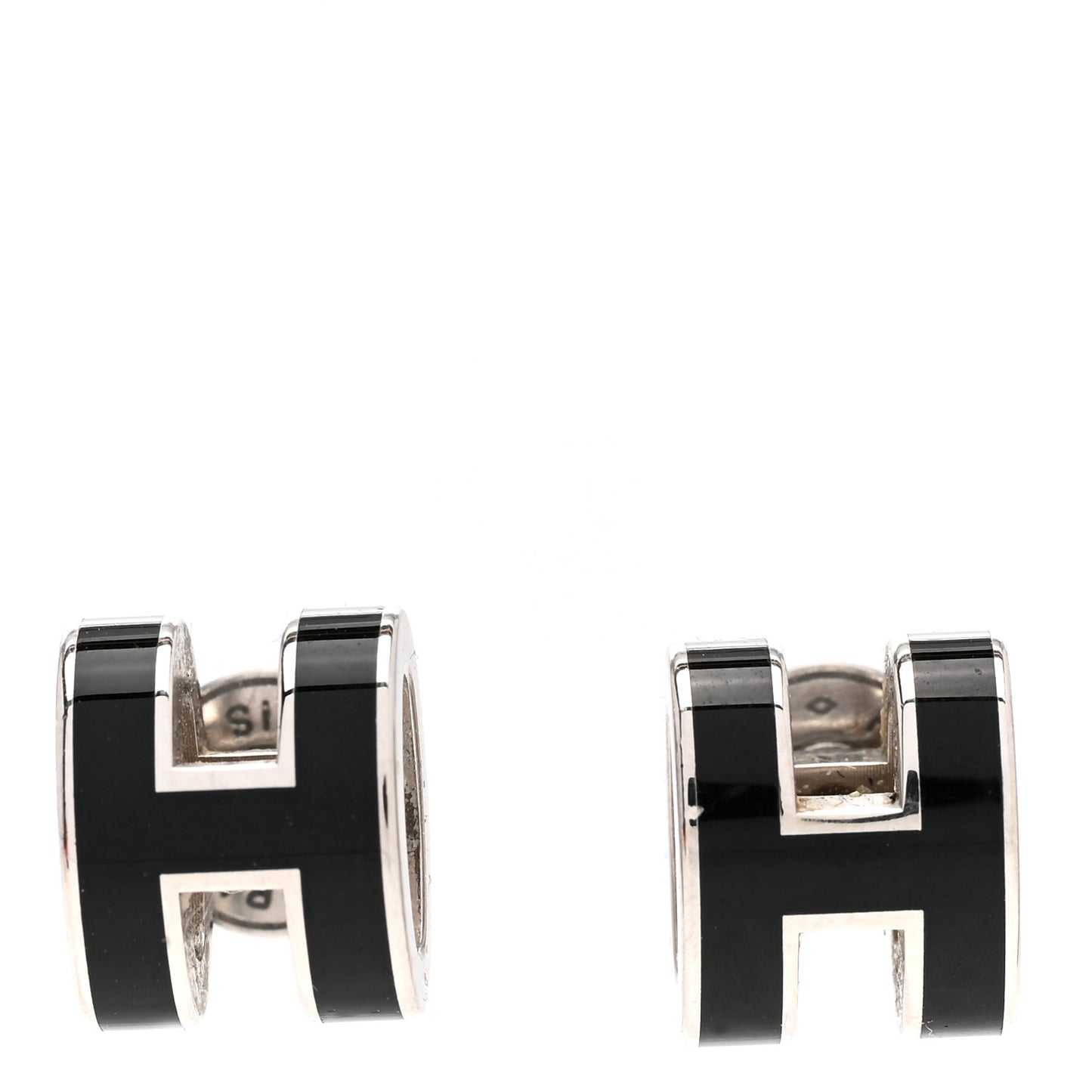 Palladium Lacquered Mini Pop H Earrings Black