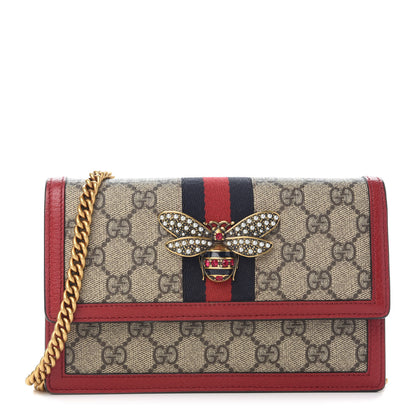 Gucci GG Supreme Monogram Web Queen Margaret Chain Wallet Red 1 of 10