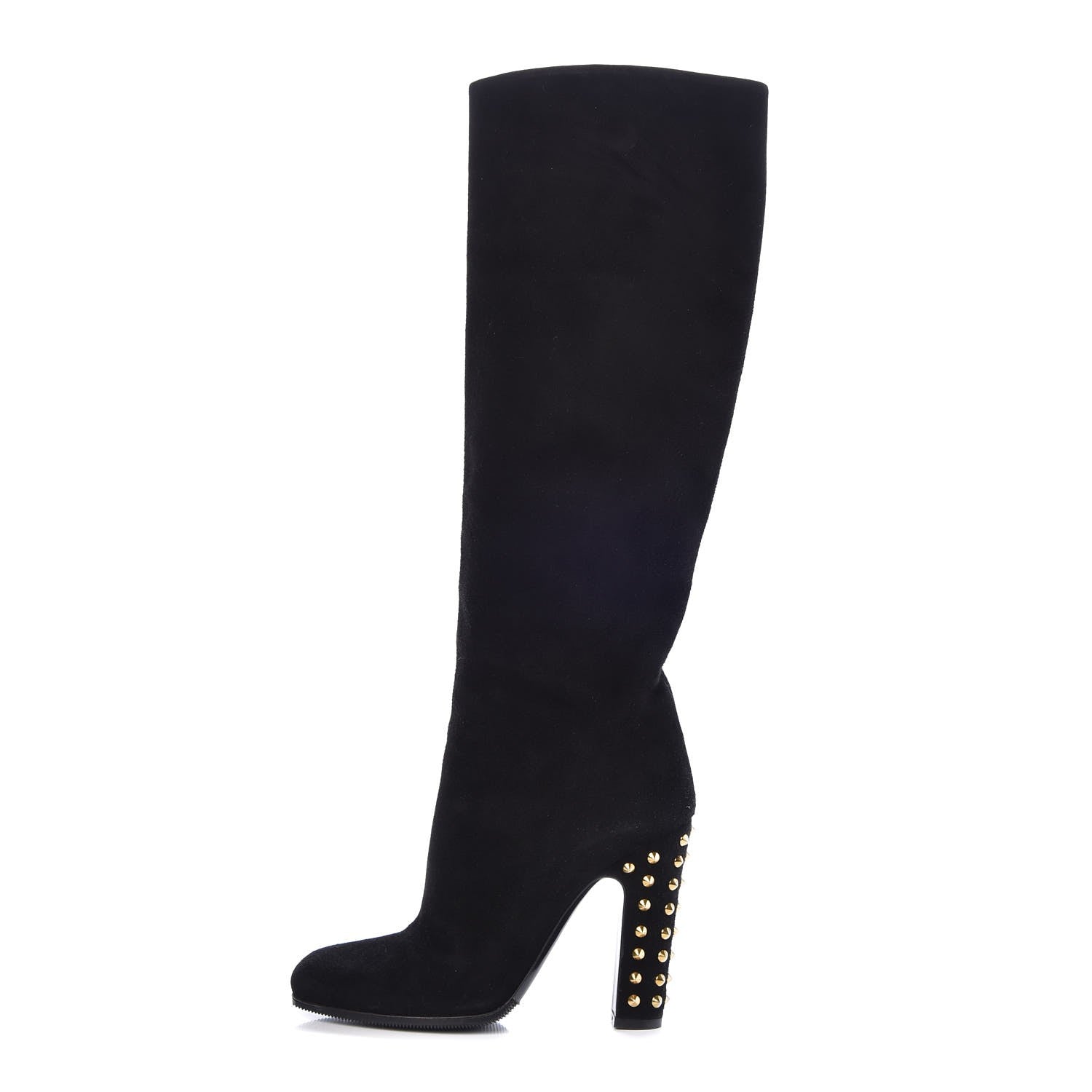 Gucci Suede Studded Jacquelyne Knee High Boots 36.5 Black 1 of 9