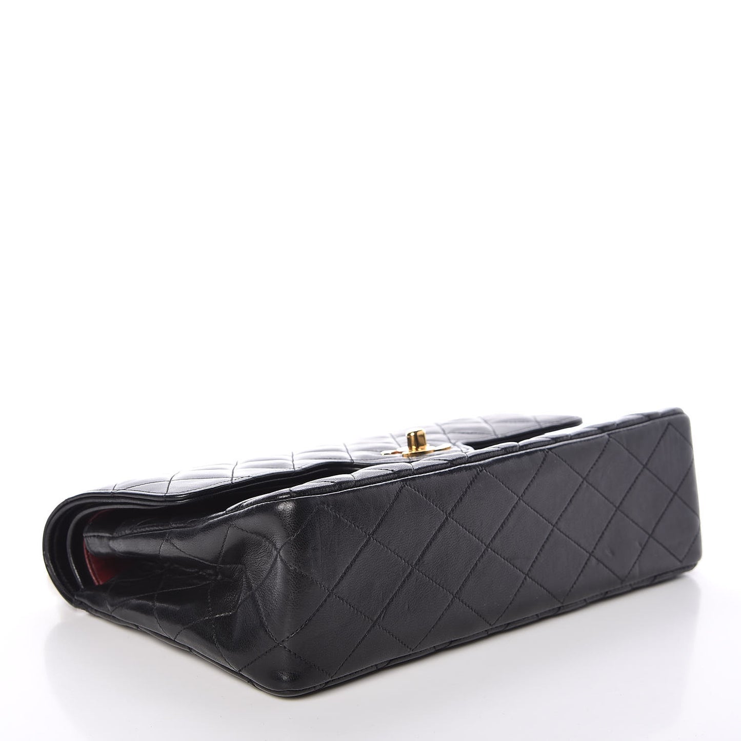 Lambskin Quilted Medium Double Flap Black