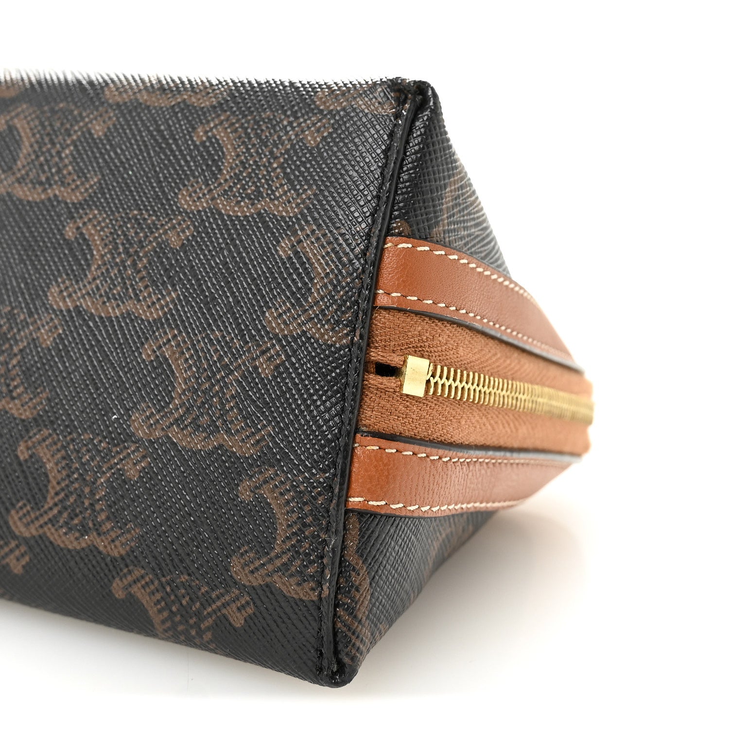 Celine Triomphe Canvas Lambskin Clutch On Chain Tan 1903003