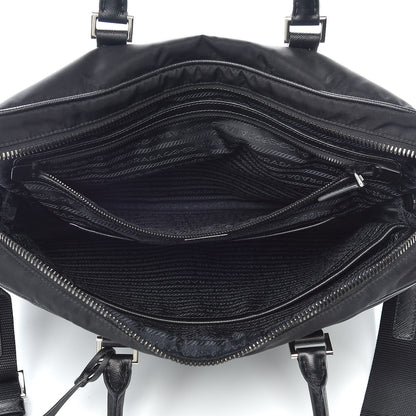 Prada Tessuto Nylon Saffiano Metal Triangle Logo Work Bag Black 7 of 12