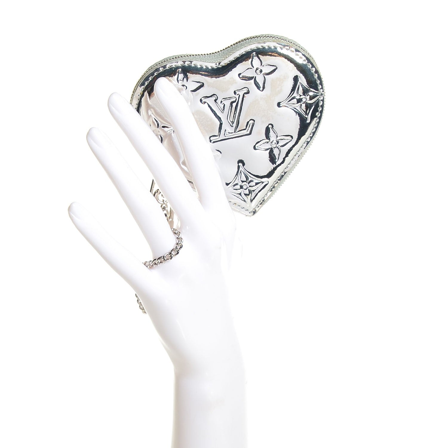 Louis Vuitton Monogram Miroir Heart Coin Purse Silver 2 of 7