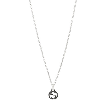 Gucci Sterling Silver Small Textured Interlocking G Pendant Necklace 1 of 4