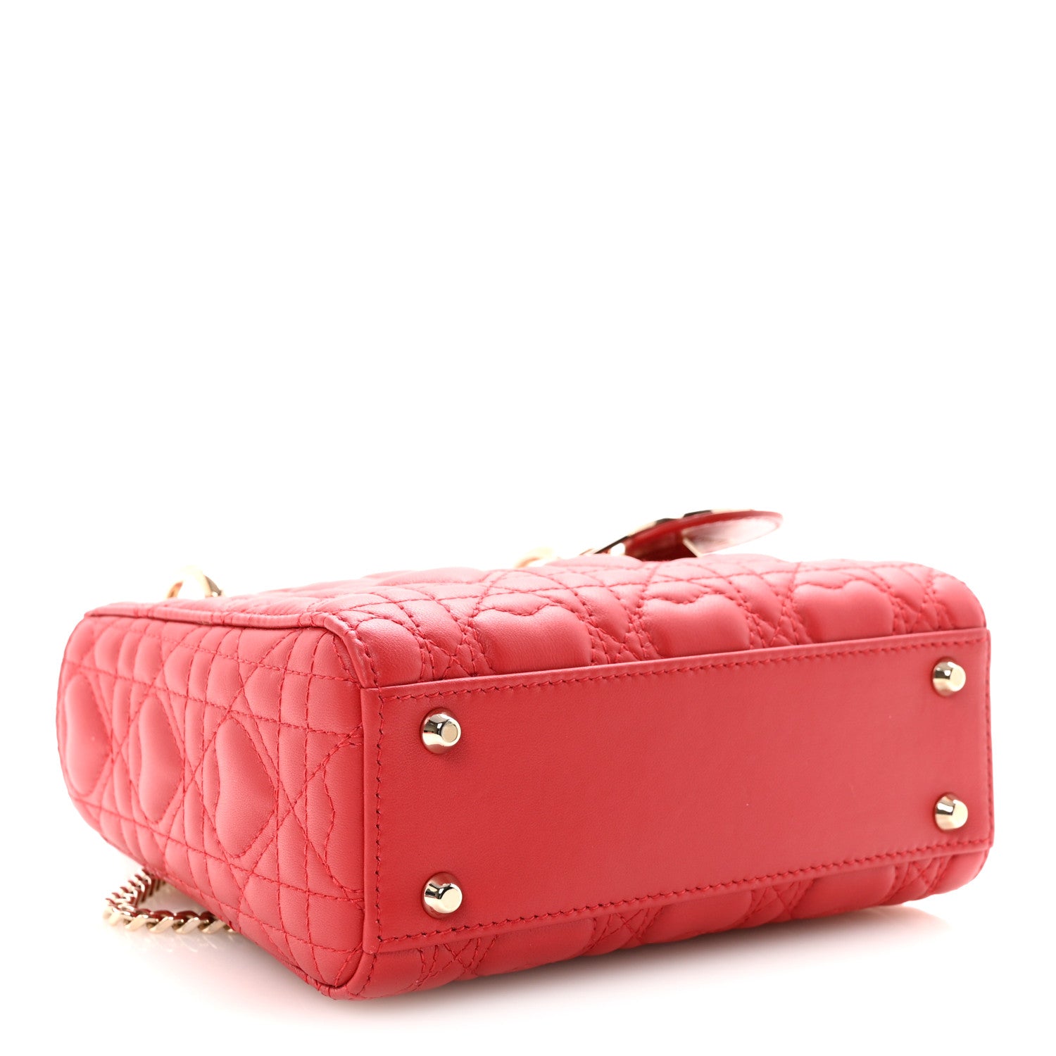 Christian Dior Calfskin Cannage Dioramour Mini Lady Dior Bag Bright Red 4 of 10
