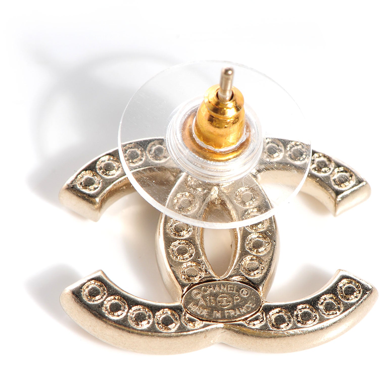 Chanel Crystal CC Earrings Gold 4 of 5
