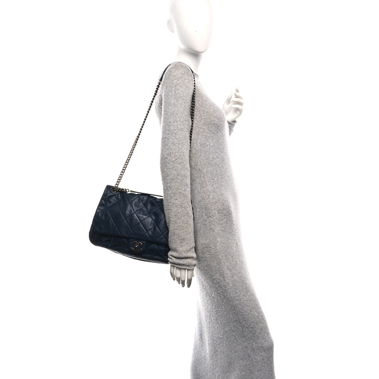 Chanel Calfskin Quilted Coco Pleats Flap Navy Blue 2 of 10