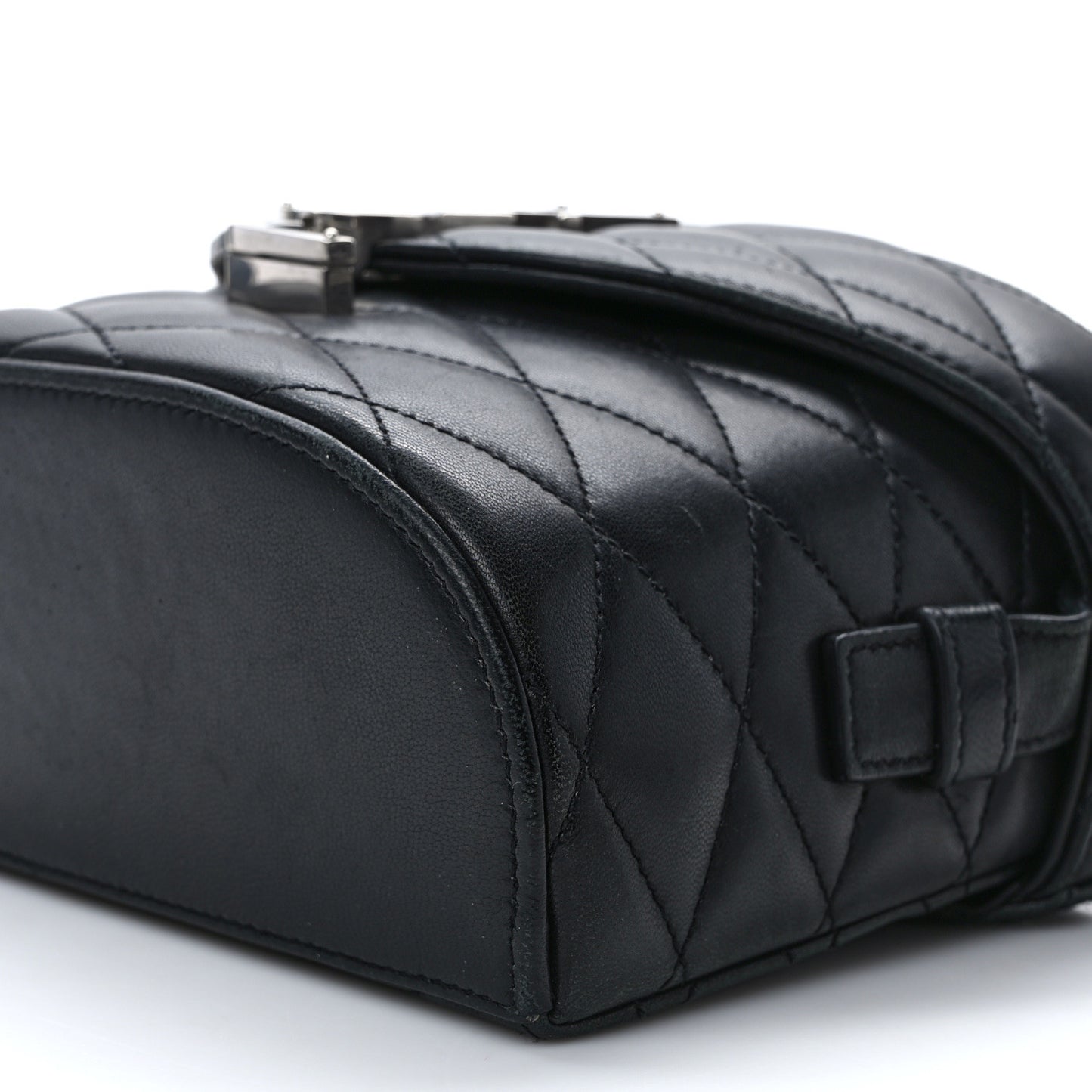 Lambskin Quilted Monogram June Box Bag Black