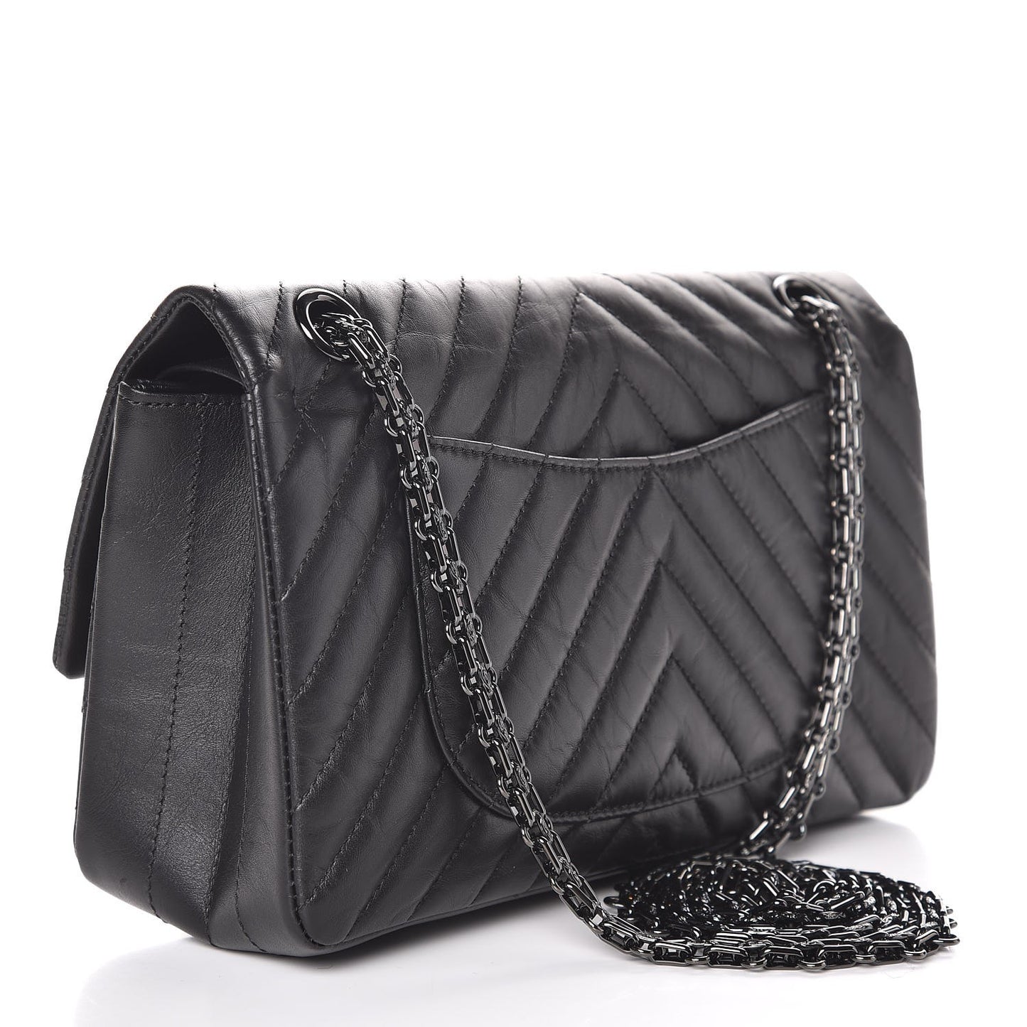 Aged Calfskin Chevron Quilted 2.55 Reissue 225 So Black