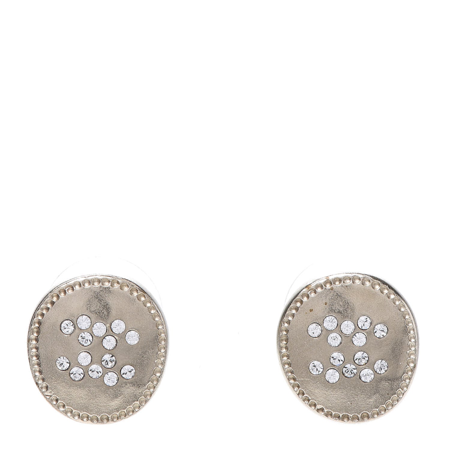 Chanel Crystal Papyrus Stud Earrings Gold 1 of 5