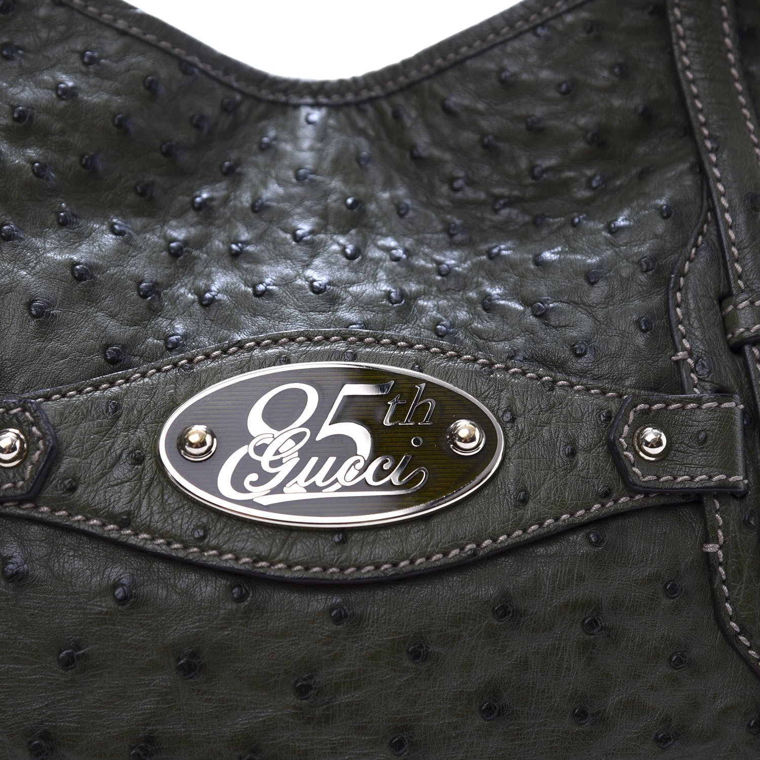 Gucci Ostrich Large Horsebit 85th Anniversary Hobo Green 11 of 12