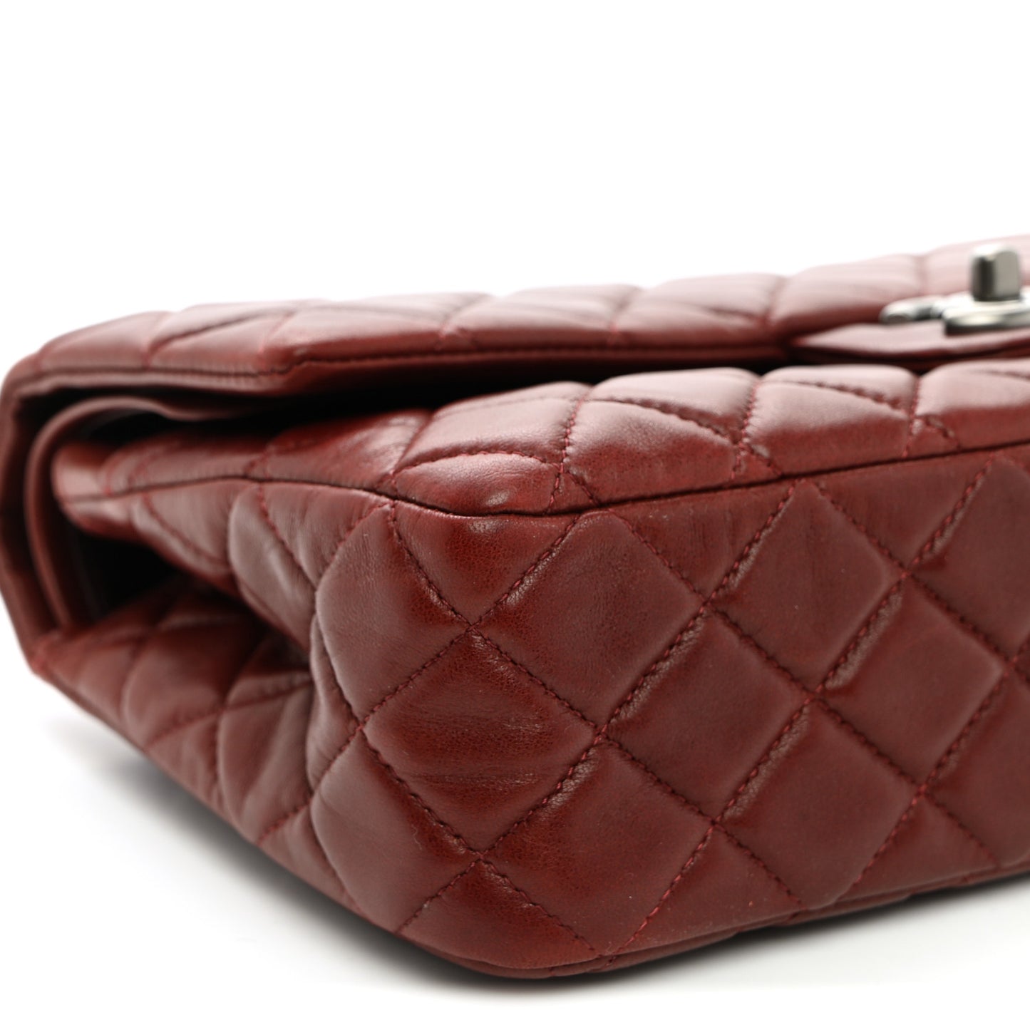 Lambskin Quilted Medium Double Flap Burgundy