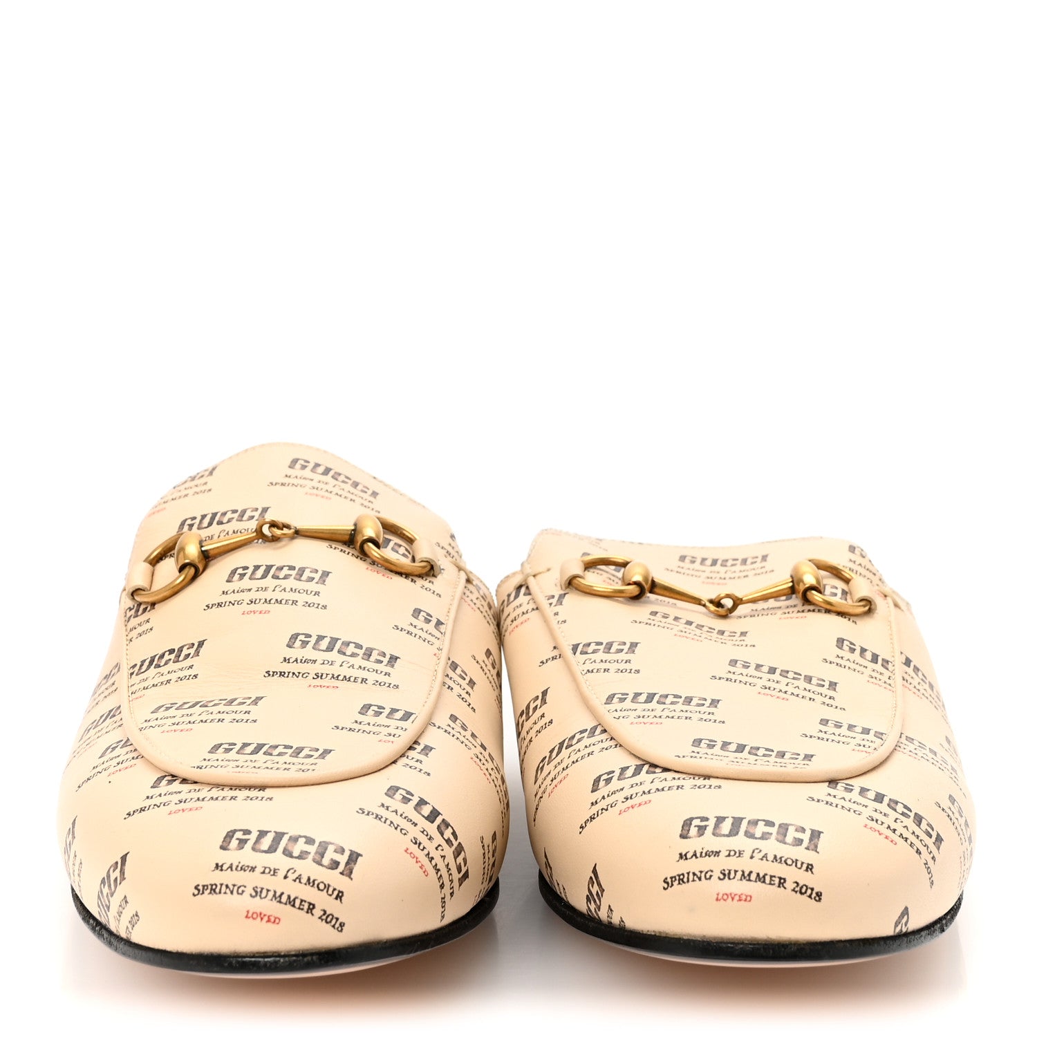 Gucci Calfskin Stamp Print Womens Princetown Slippers 40 Soy Black 3 of 9