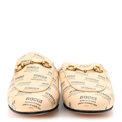 Gucci Calfskin Stamp Print Womens Princetown Slippers 40 Soy Black 3 of 9