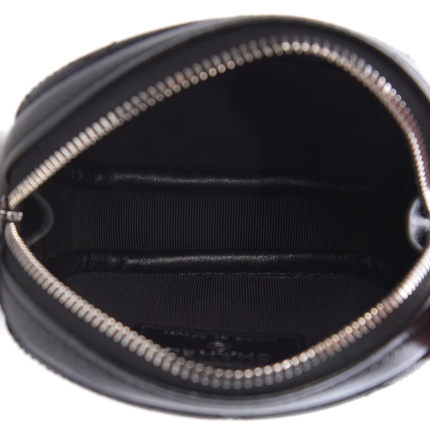 Iridescent Caviar Quilted Zip Around Classic Coin Purse Black