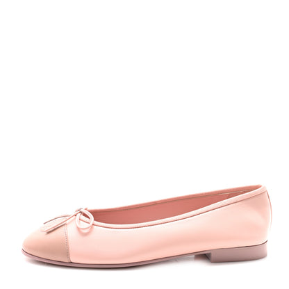 Chanel Lambskin Cap Toe CC Ballerina Flats 38 Light Pink Dark Pink 1 of 10