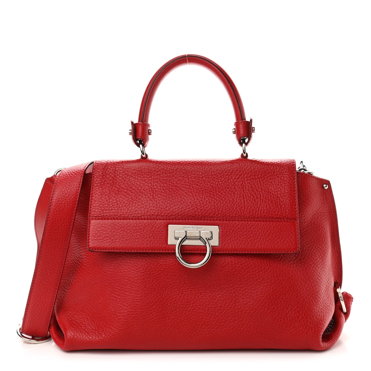 Grained Calfskin Sofia Satchel Red