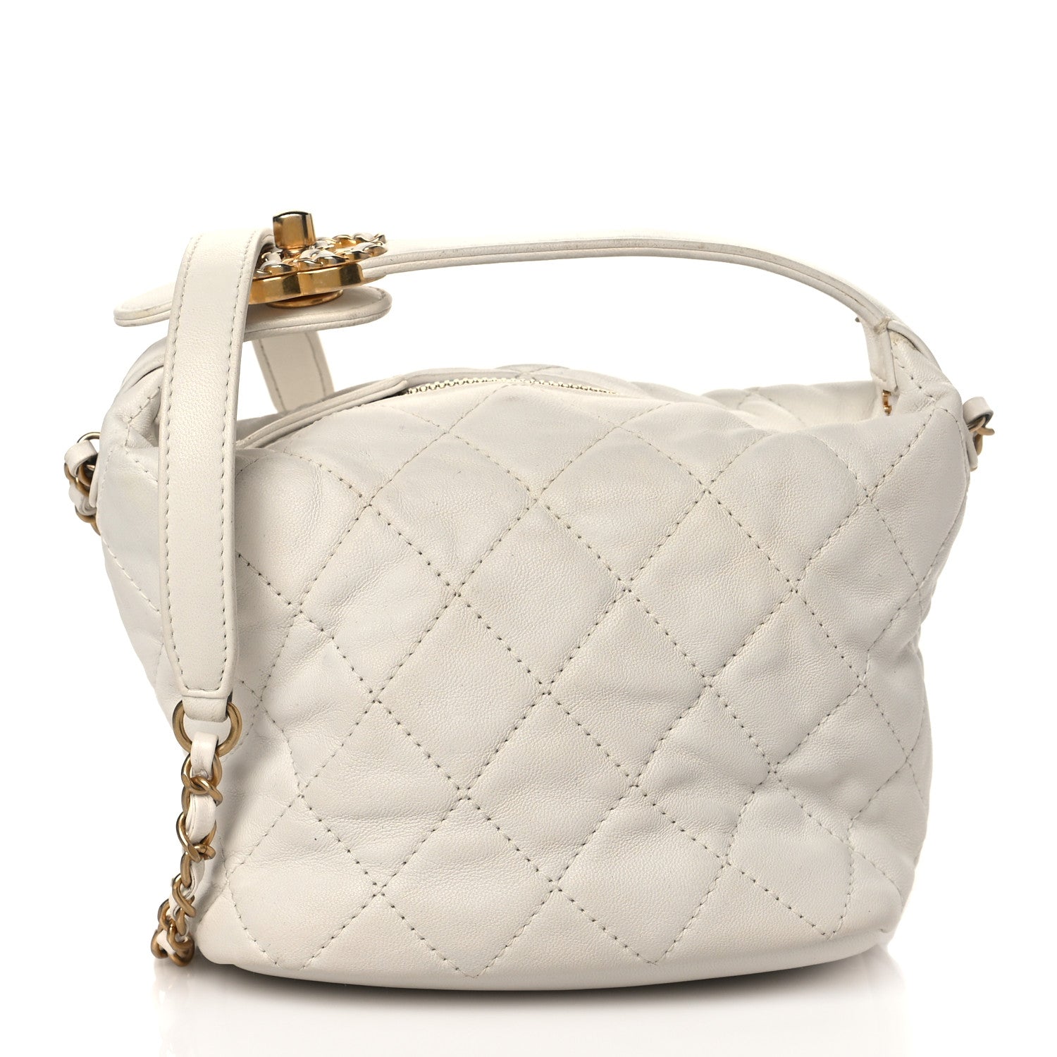Chanel Lambskin Quilted Small Perfect Meeting Hobo White 1 of 11