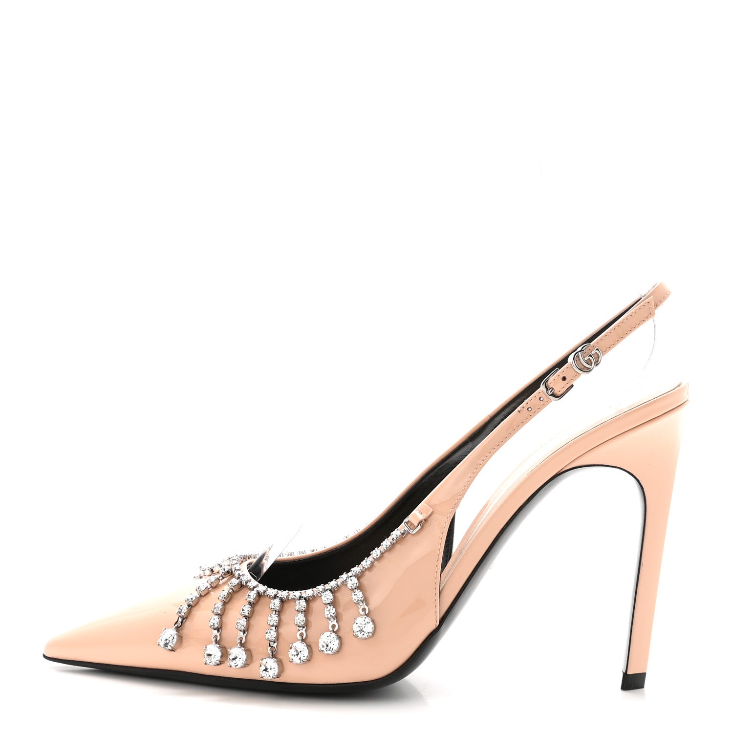 Gucci Vernice Crystal Embellished Guinevere Slingback Pumps 38 Rose Dust 1 of 10