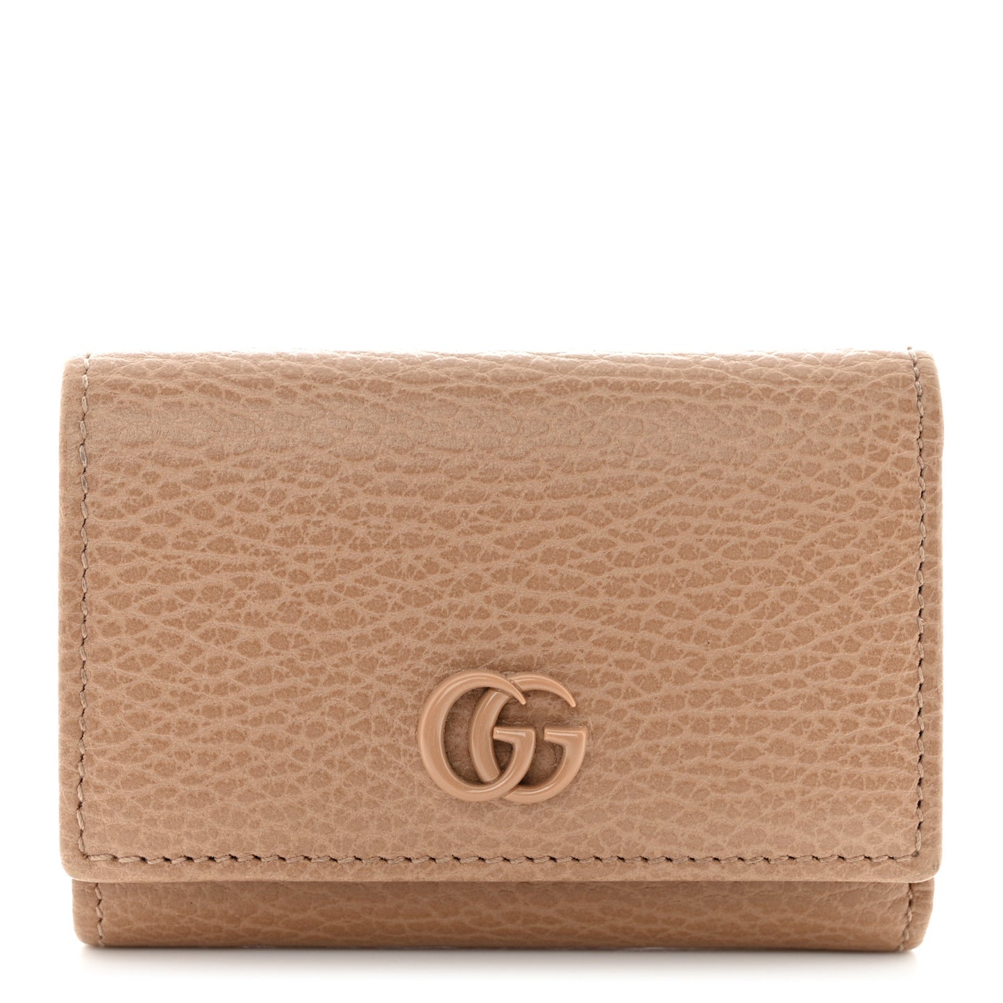 Dollar Calfskin Enamel Monochrome Medium GG Marmont Wallet Camelia