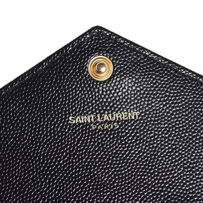 Saint Laurent Grain De Poudre Matelasse Chevron Monogram Flap Wallet Black 5 of 8