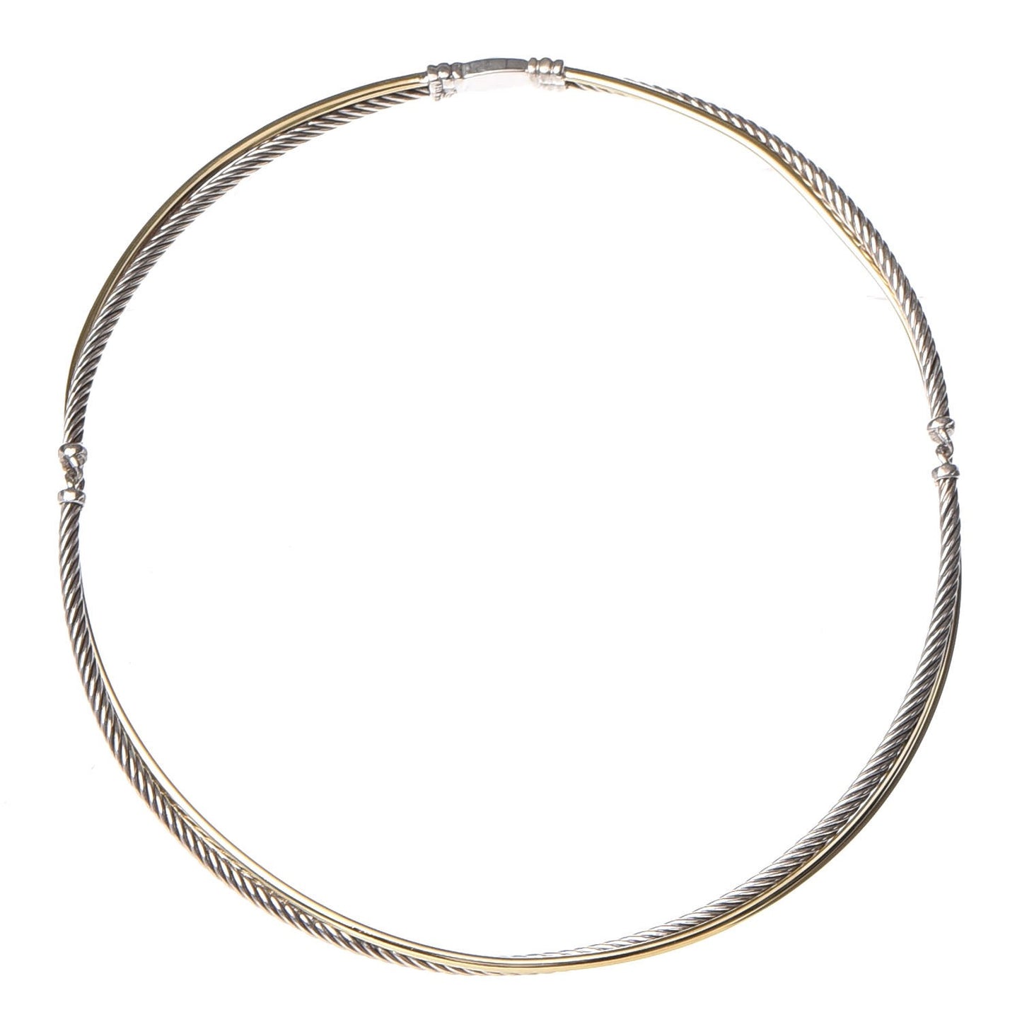 Sterling Silver 18K Yellow Gold Crossover Cable Choker Necklace