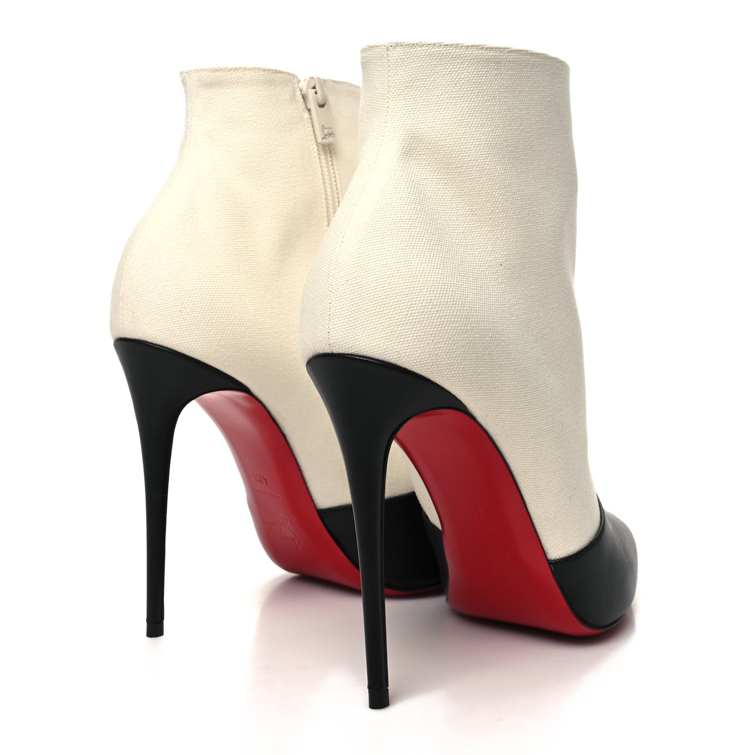 Christian Louboutin Canvas Calfskin So Summer 100 Ankle Booties 41.5 White Black 4 of 8