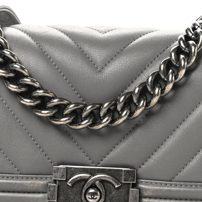 Chanel Calfskin Chevron Quilted Small Boy Flap Grey 8 of 11