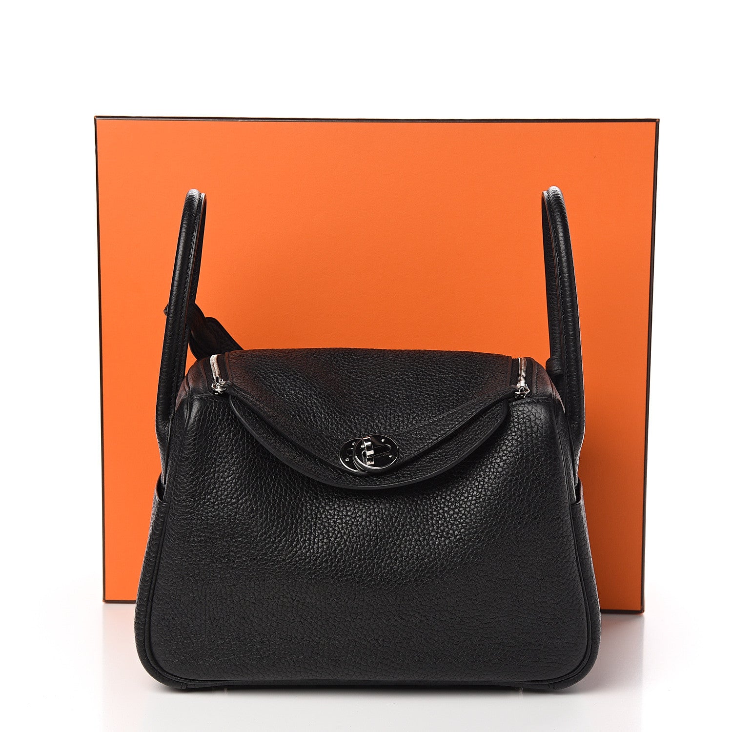 Hermes Taurillon Clemence Lindy 26 Black 9 of 9