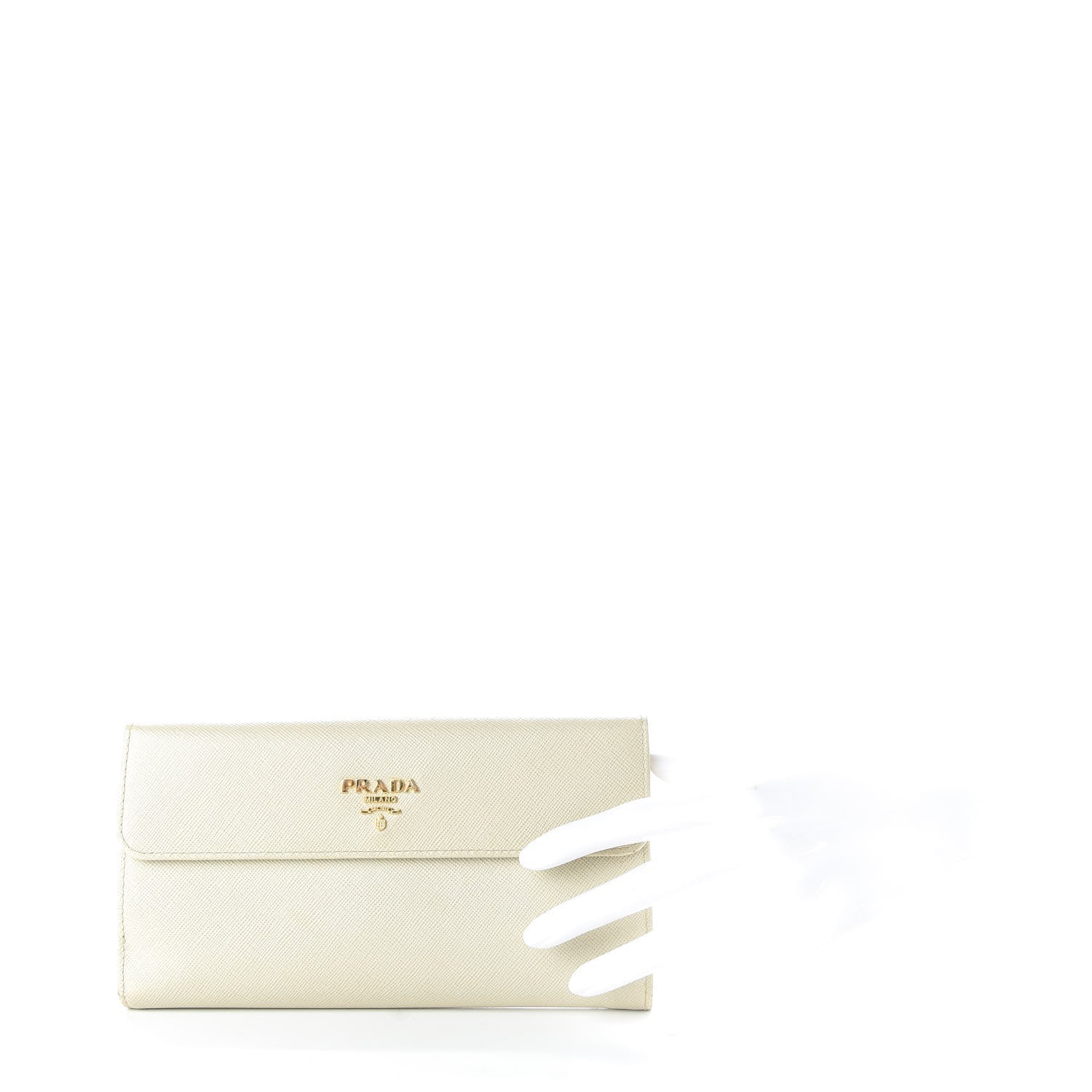 Prada Saffiano Metal Continental Wallet Talco 2 of 9