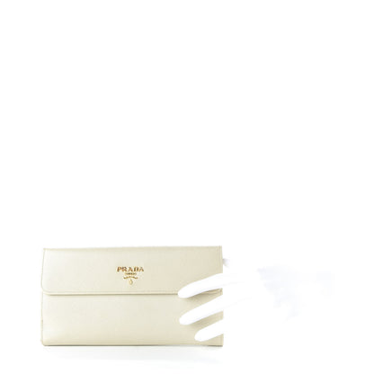 Prada Saffiano Metal Continental Wallet Talco 2 of 9
