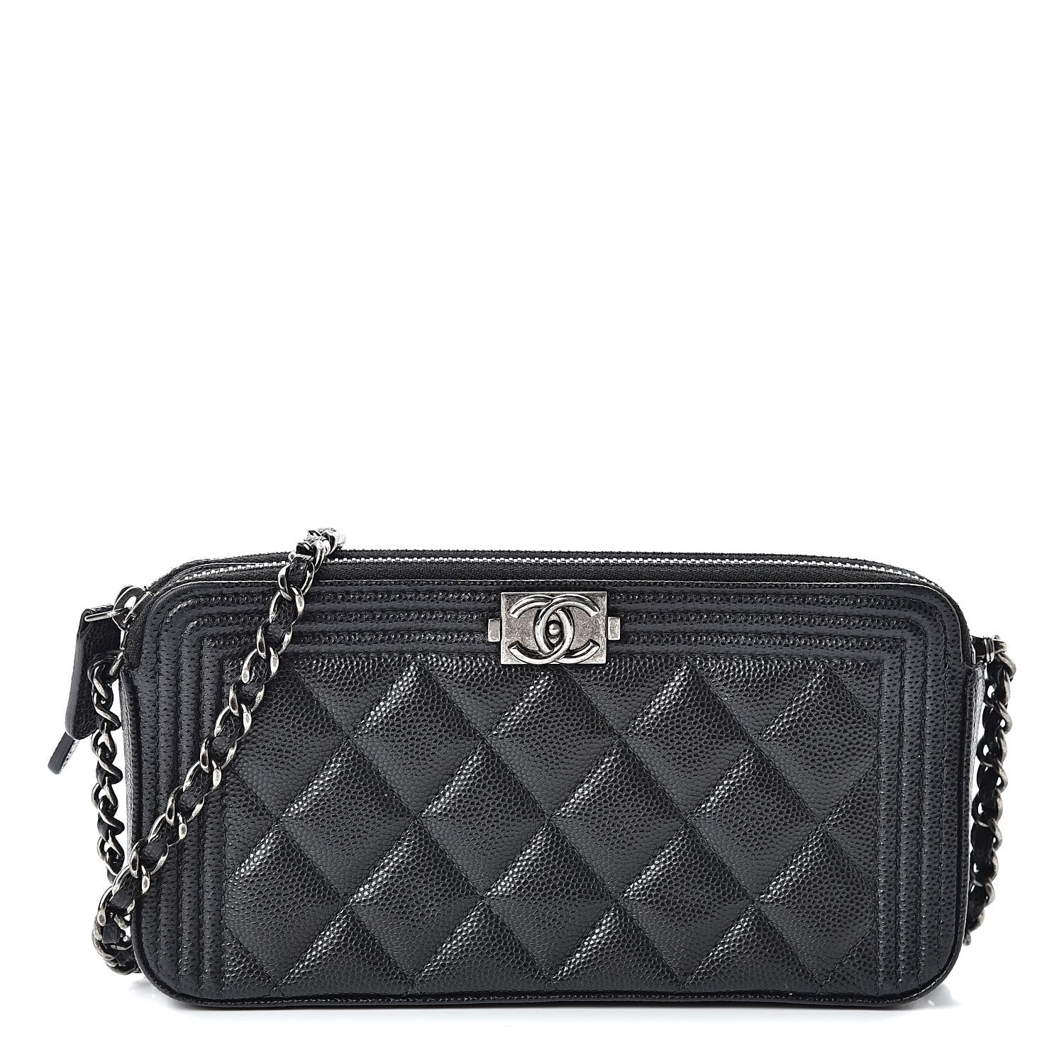 Chanel Caviar Quilted Small Boy Clutch With Chain Black 1 of 14